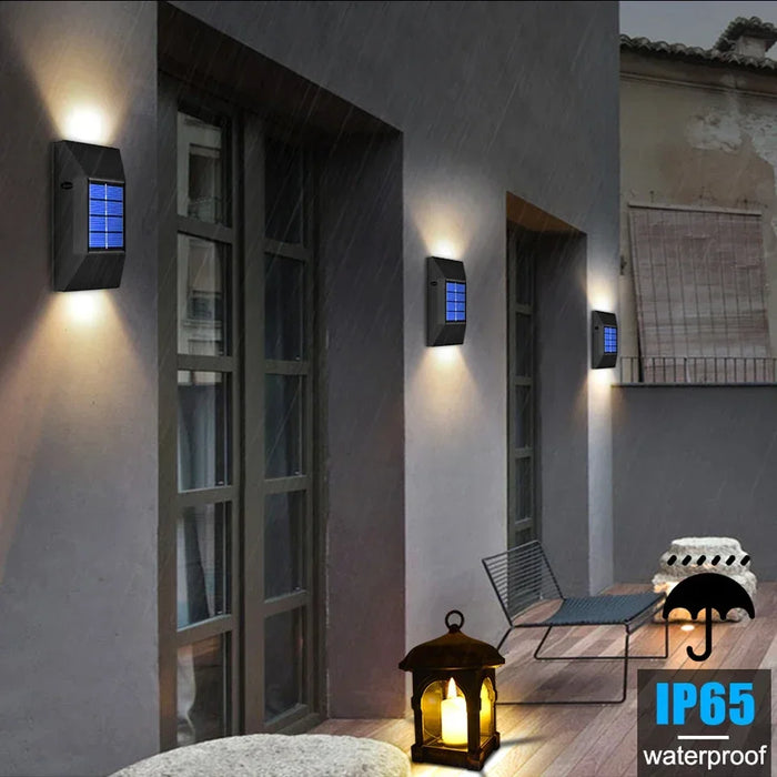 Solar Wall Lamp Outdoor Waterproof Solar Powered Wall Light UP and Down Illuminate Solar Spotlight For Balcony Yard Garden Decor