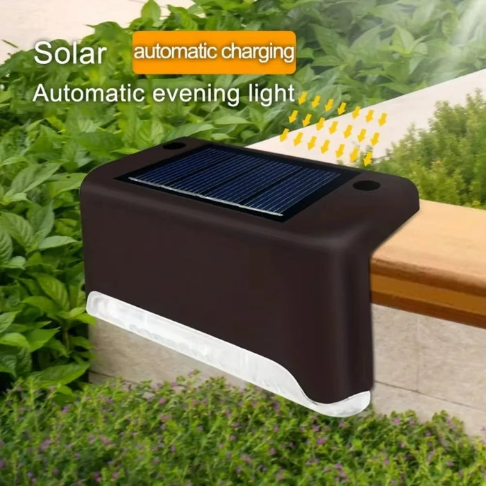 4PCS Solar Deck Light Outdoor IP65 Waterproof Solar Power Garden Lamps for Railing Stairs Step Fence Yard Patio Pathway