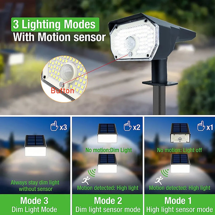 Solar Spot Lights Outdoor, 76 LED 3 Modes Solar Landscape Spotlights Waterproof Wall Lights for Walkway Yard Garden Driveway