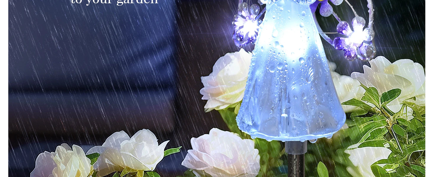 Solar Garden Light Angel Solar Landscape Decorative Light Outdoor Waterproof Solar Pathway Lights Grave Cemetery Sympathy Gift