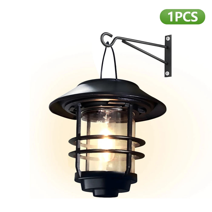 Solar Wall Lantern Outdoor, Flickering Flames Solar Sconce Lights Outdoor, Hanging Lamps Wall Mount for Front Porch, Patio