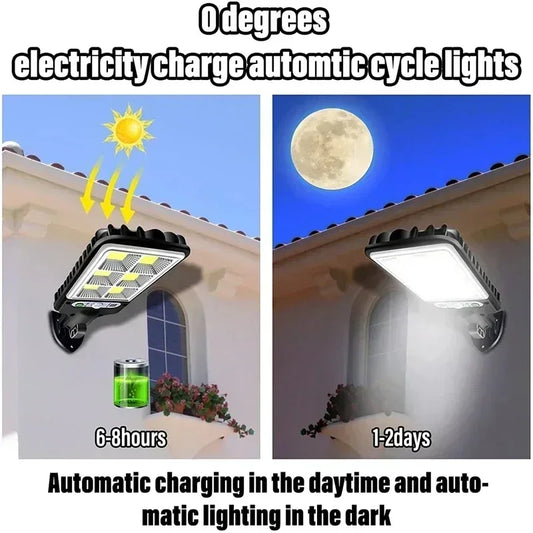 Solar Street Lights Outdoor 108COB LED Solar Wall Lamp With 3 Lighting Mode Motion Sensor Security for Garden Patio Path Yard