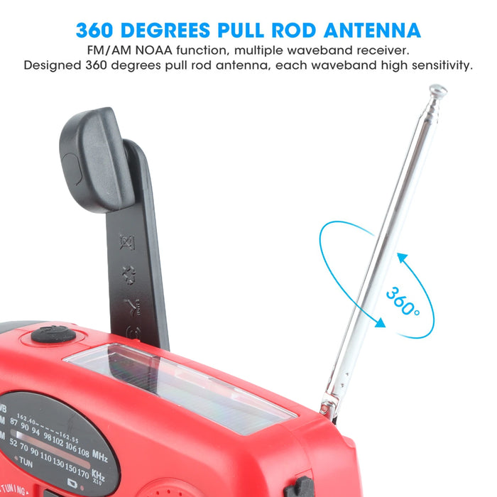 Hand Crank Radio Solar Charging LED Light Electricity Generate Disaster Solar Hand Crank Radio for Radio Emergency Light Radio