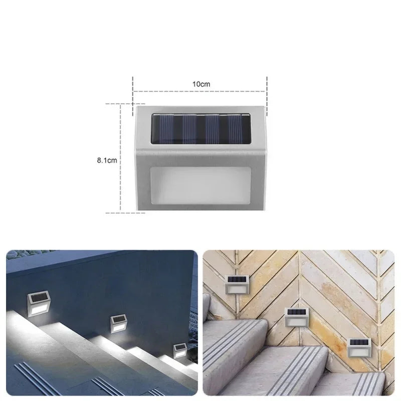 Solar Stainless Steel 3LED Step Light Waterproof Anti-corrosion and Environmental Protection Wall Light for Garden Fence Wall