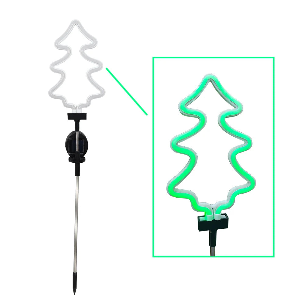 Neon Solar Garden Light Waterproof Landscape Courtyard Lamp Christmas Tree Flamingo Neon Lights Christmas Party Decor Supplies
