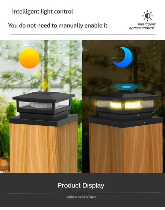 Solar Light Outdoor Waterproof Solar Post Light Villa Column Lamp Fence Gate Pillar Head LED Lamp For House Gate Patio Garden