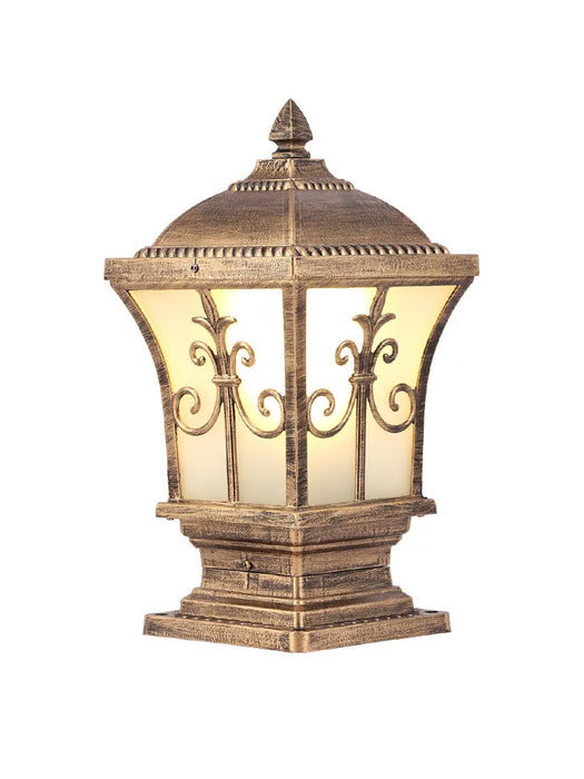 LED Solar Pillar Light Remote Control Retro Lantern Waterproof Outdoor Porch Column Lamp Night Light Garden Fence Decoration