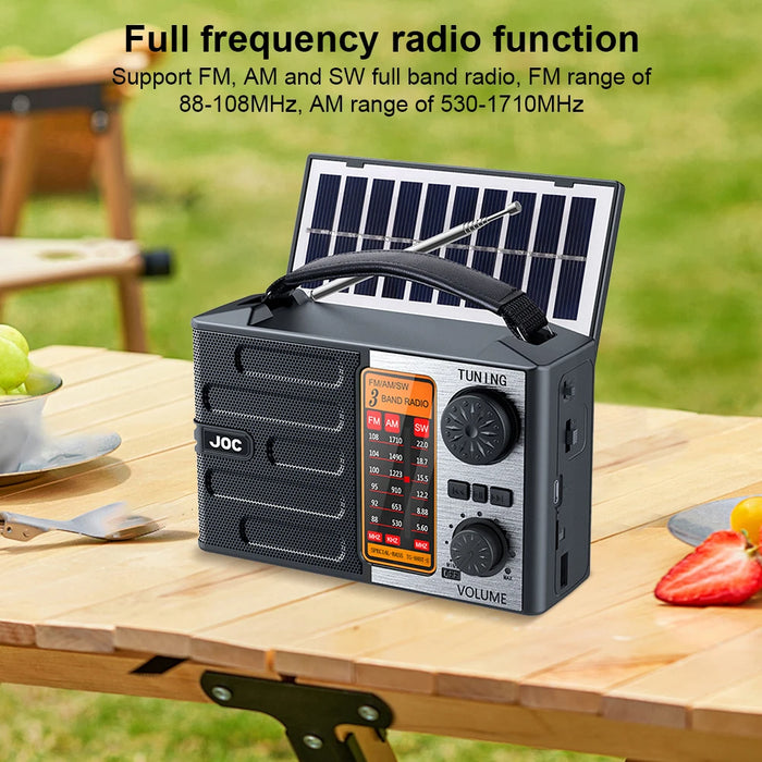 Solar Radio Portable AM FM SW Radio with Flashlight & BT Speaker Full Band Radio Emergency Radio for Outdoor Camping Emergency