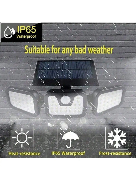 Upgraded Solar Security Lights Outdoor-270°Smart Human Detection&3-Way Adjustable Head IP65 Waterproof Motion Sensor Wall Floodl