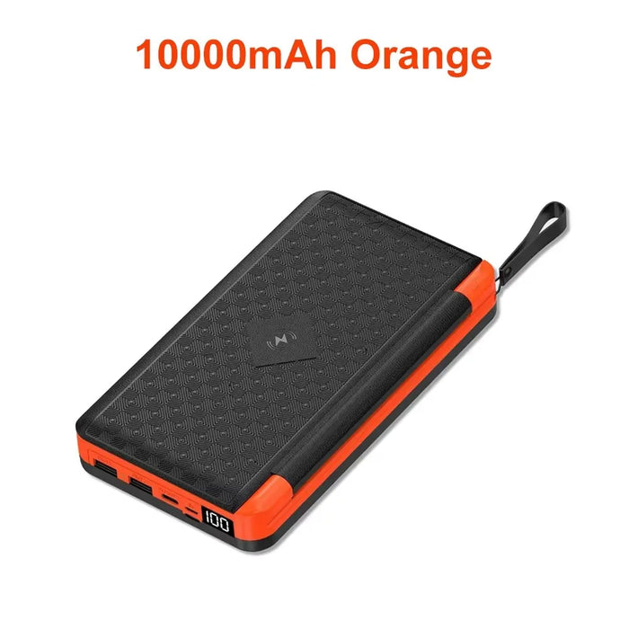 Solar Power Bank 20000mAh Qi Wireless Charger 3 Solar Panel Folding Powerbank for iPhone 16 15 14 13 12 Huawei Xiaomi Poverbank