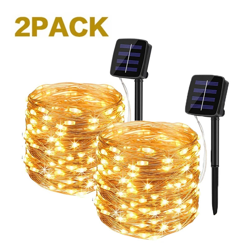 32M Solar String Fairy Lights Christmas Lights Outdoor Waterproof Garland Solar Power Lamp Christmas For Garden Decoration