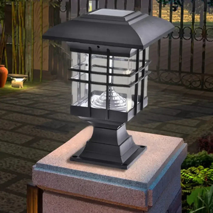 LED Solar Light Column Headlight Solar Powered Pillar Lamp Outdoor Waterproof Wall Light for Courtyard Garden Decor Light