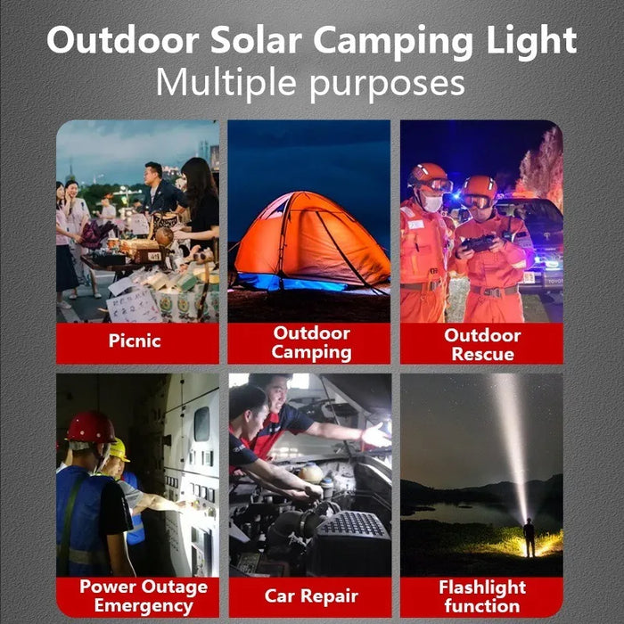 Solar Light Bulb Camping light LED Solar USB Rechargeable 5Lighting Modes Flashlight Tent Hanging Bulb for Outdoor Emergency ﻿