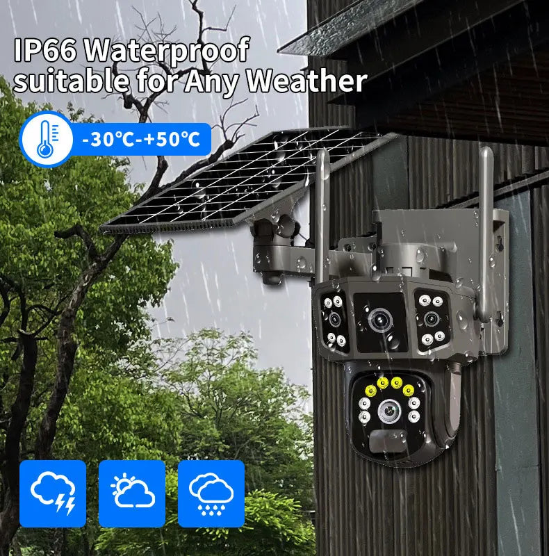 4G sim solar camera,4K dual lens, 10X,outdoor security network camera,wireless WIFI solar closed-circuit television,V380