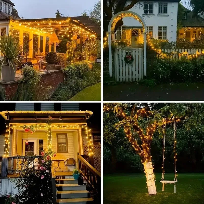 Led Solar String Lights Outdoor Solar Christmas Lights 8 Modes Twinkle Fairy Lights for Xmas Tree Garden Wedding Decoration