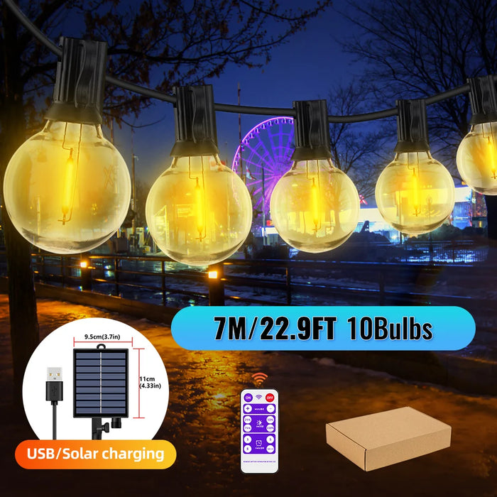 Solar String Lights Outdoor G40 Patio Lights with LED Shatterproof Bulbs,Weatherproof Hanging Lights for Backyard Bistro