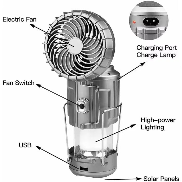 Solar Multifunctional Handheld Camping Lamp Tent Lamp LED Portable Flashlight Portable Waterproof Emergency Powered Work Light