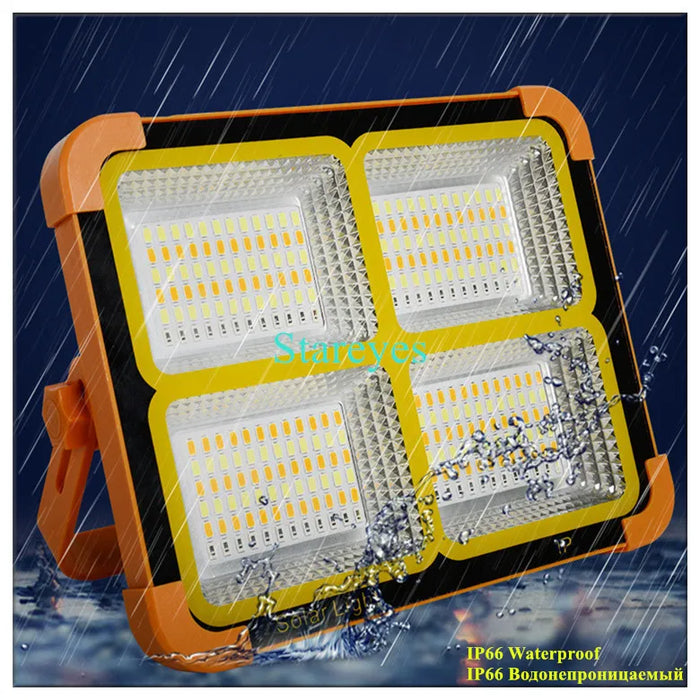 Portable Solar LED Floodlight Rechargeable Flood light Outdoor Photovoltaic panel emergency flashlight torch IP66 Waterproof