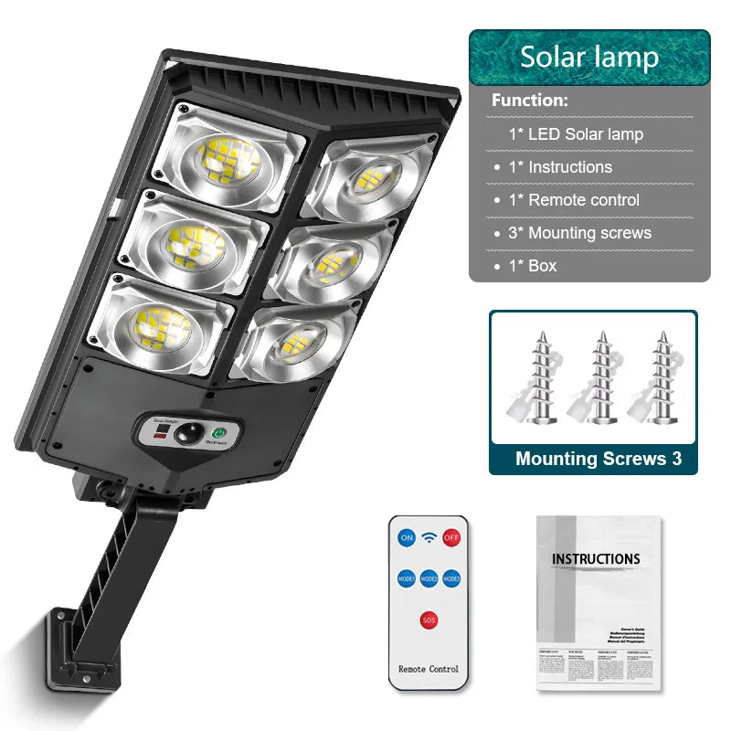 200000LM Huge Solar Street Lights With Remote Control Motion Sensor LED Power Outdoor Solar Lamp For Home and Garden Decoration