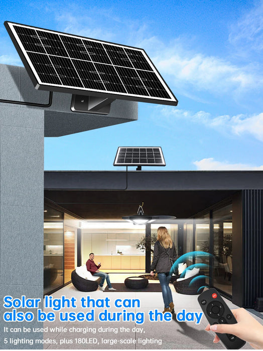 Solar Shed Light Solar Pendant Light For Indoor Outdoor 180 LED 1000LM Solar Lamp With Remote Control for Barn Gazebo Garage