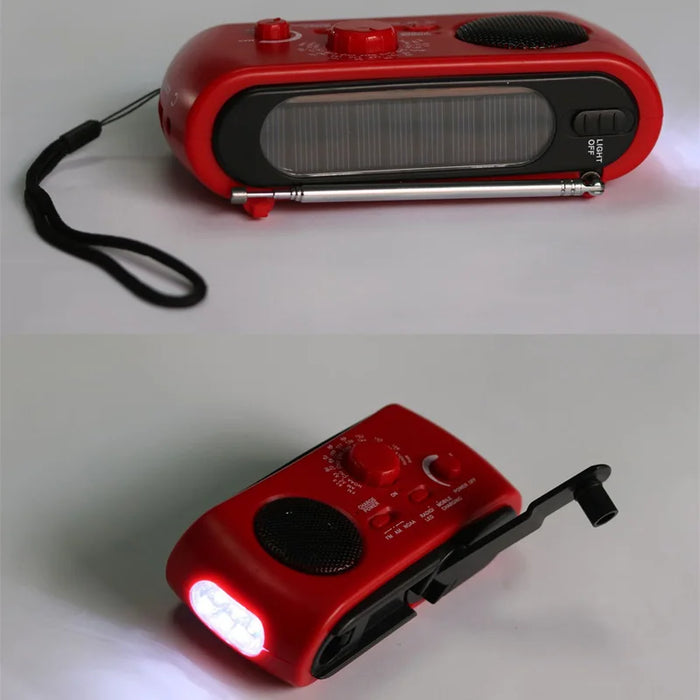 Emergency AM/FM Radio - Solar/Hand Crank/Battery Operated with Flashlight SOS Alarm Charger for Outdoor Survival Camping Storms