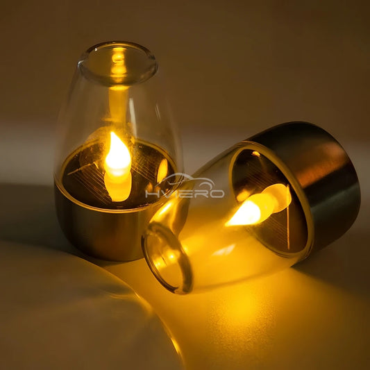 Solar LED Lights Stainless Steel Candle Outdoor Courtyard Lamp Decorative Atmosphere Halloween Candlelight Dinner Night lights