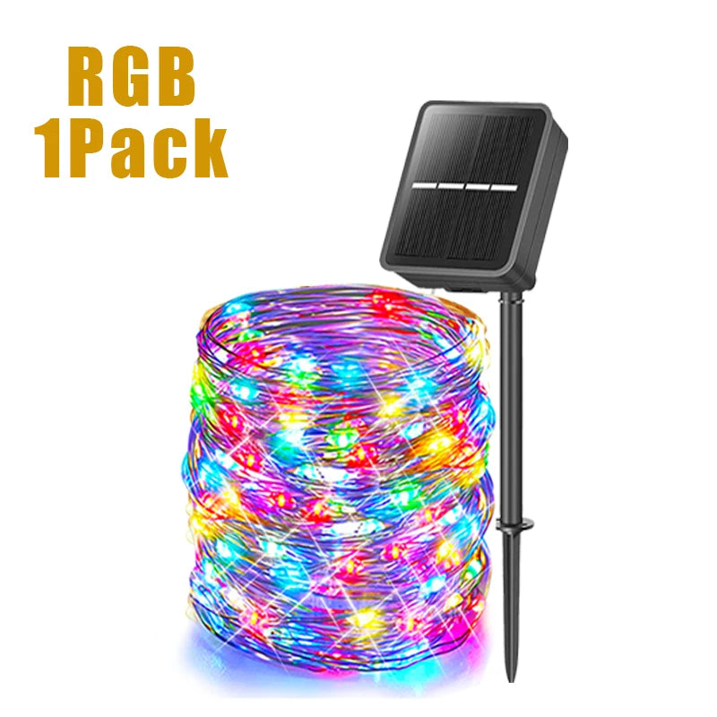 Outdoor LED Solar Fairy Lights Christmas Decoration Waterproof Solar Garland 8Mode Lights For Xmas Party Patio Balcony Yard