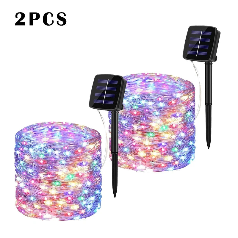 Solar String Fairy Light Ultra Long Outdoor Festoon LED Copper Waterproof Christmas Garland Decoration Garden Solar Lamp Decor