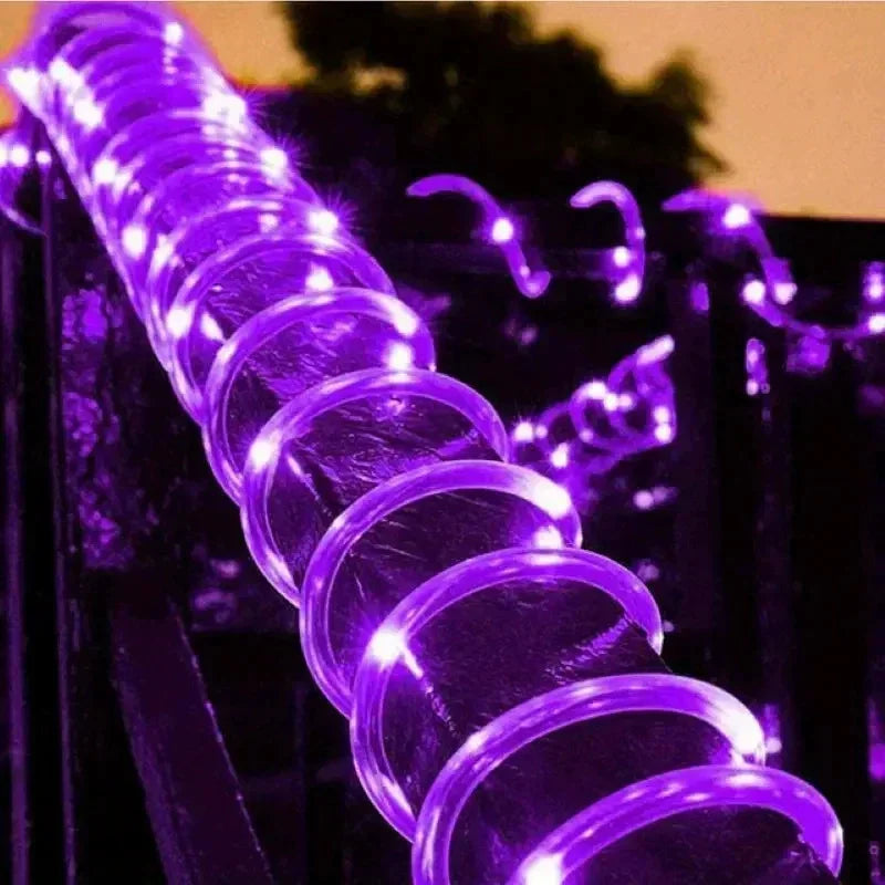 Solar Outdoor Fairy Lights LED Festoon Tube Rope String Light Summer Garden Fence Wedding Party Balcony Decoration Solar Garland