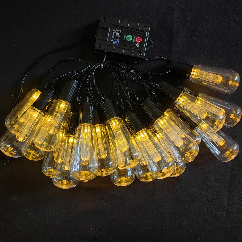 Solar Powered lamp Outdoor string lights Courtyard hanging lights LED bulbs garden porch courtyard balcony terrace lighting 733