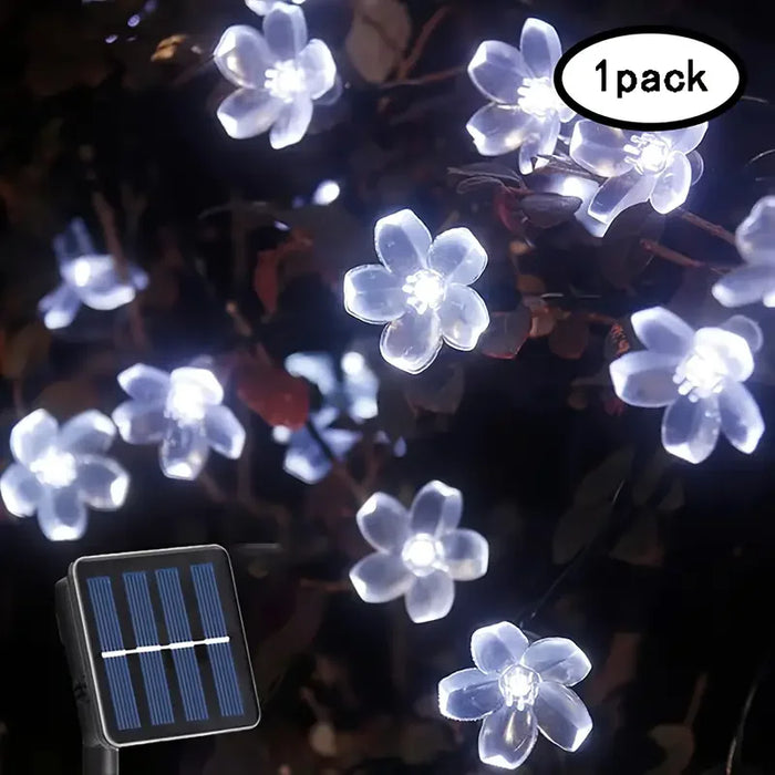 2025 Solar Flower String Lights 200LEDS Waterproof Solar Powered Fairy Lights 8 Modes Decorative Lights for Patio Fence Wedding