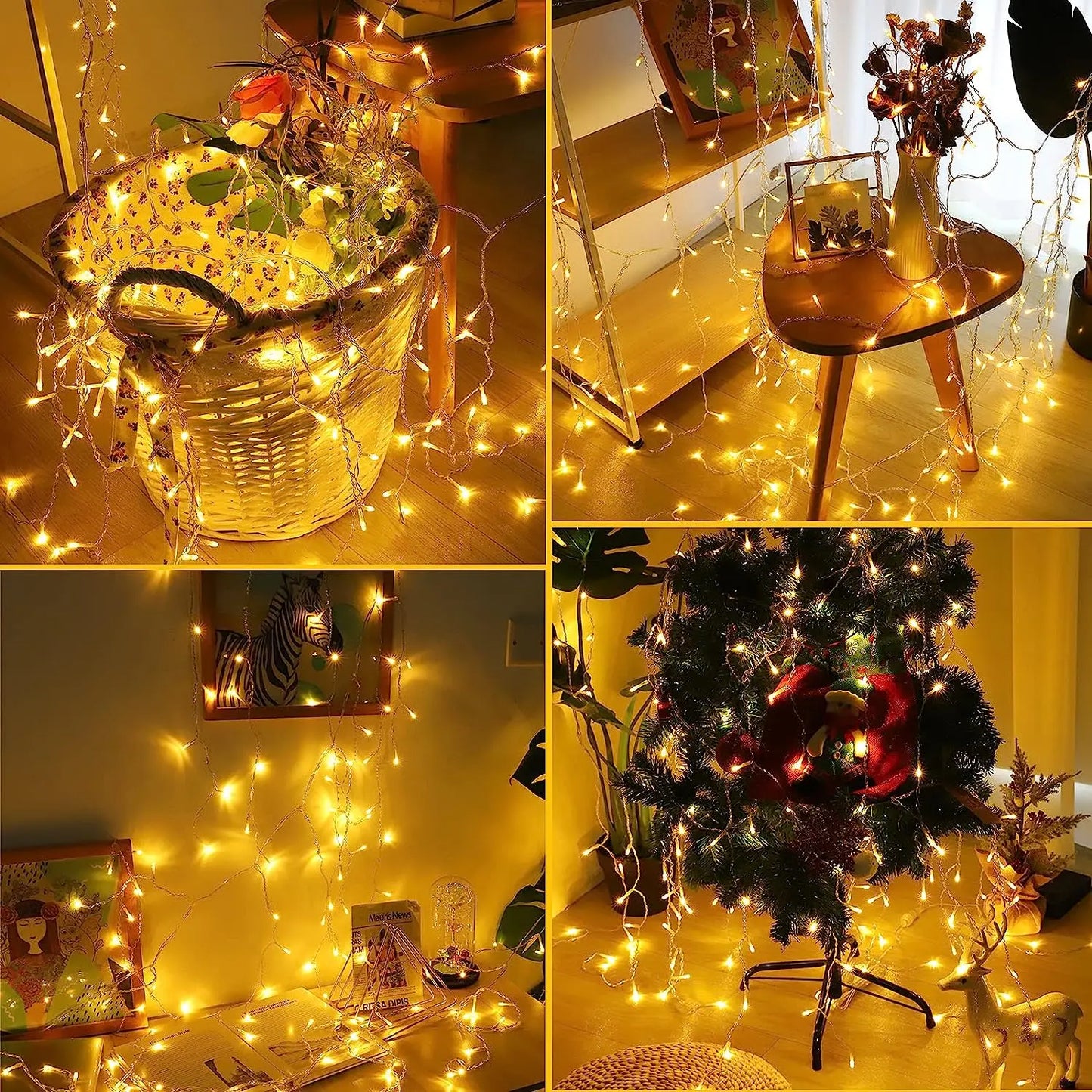 Solar Outdoor Light Garland Christmas Decorations 2023 Street Garland 8 Modes Festoon Led Light String with Remote Control