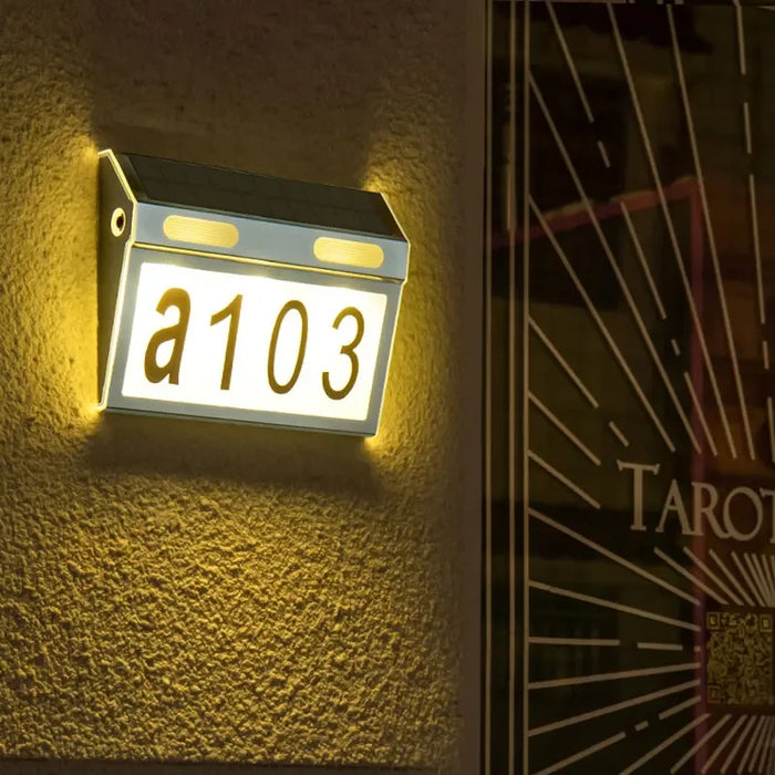 Solar House Number Lights Outdoor Waterproof LED Address Sign Lamp Wireless Sunpower Garden Door Decorative Plaque Wall Light