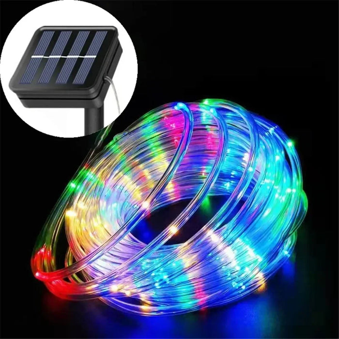 LED Solar String Lights Garden Waterproof Tube Rope Lamp Christmas Garland Fairy Lights For Outdoor Holiday Decoration Lighting