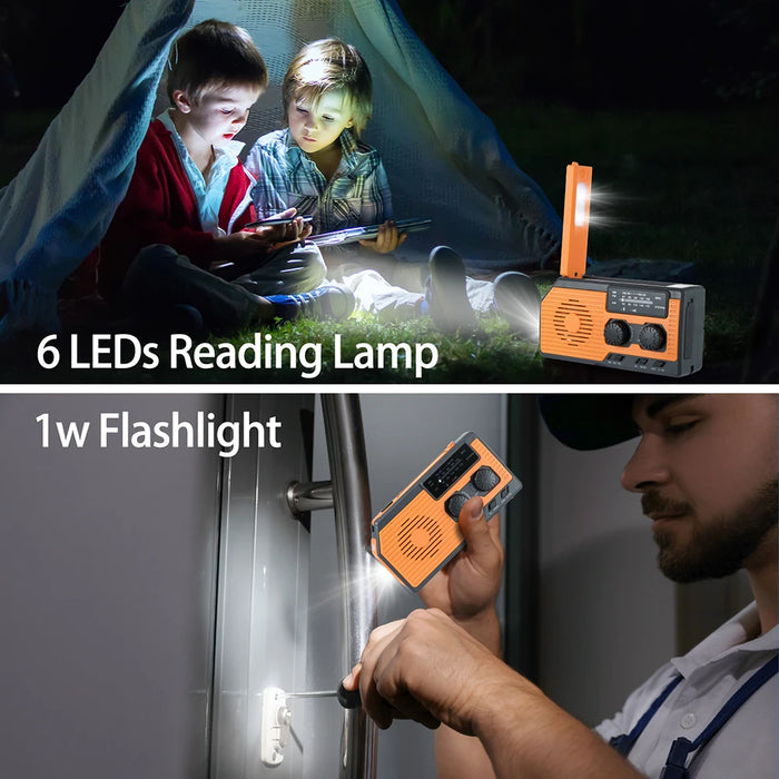 Solar Hand Crank Radio Portable Multifunctional Radio AM/FM/WB NOAA Weather Radio LED Flashlight Power Bank for Outdoor Camping