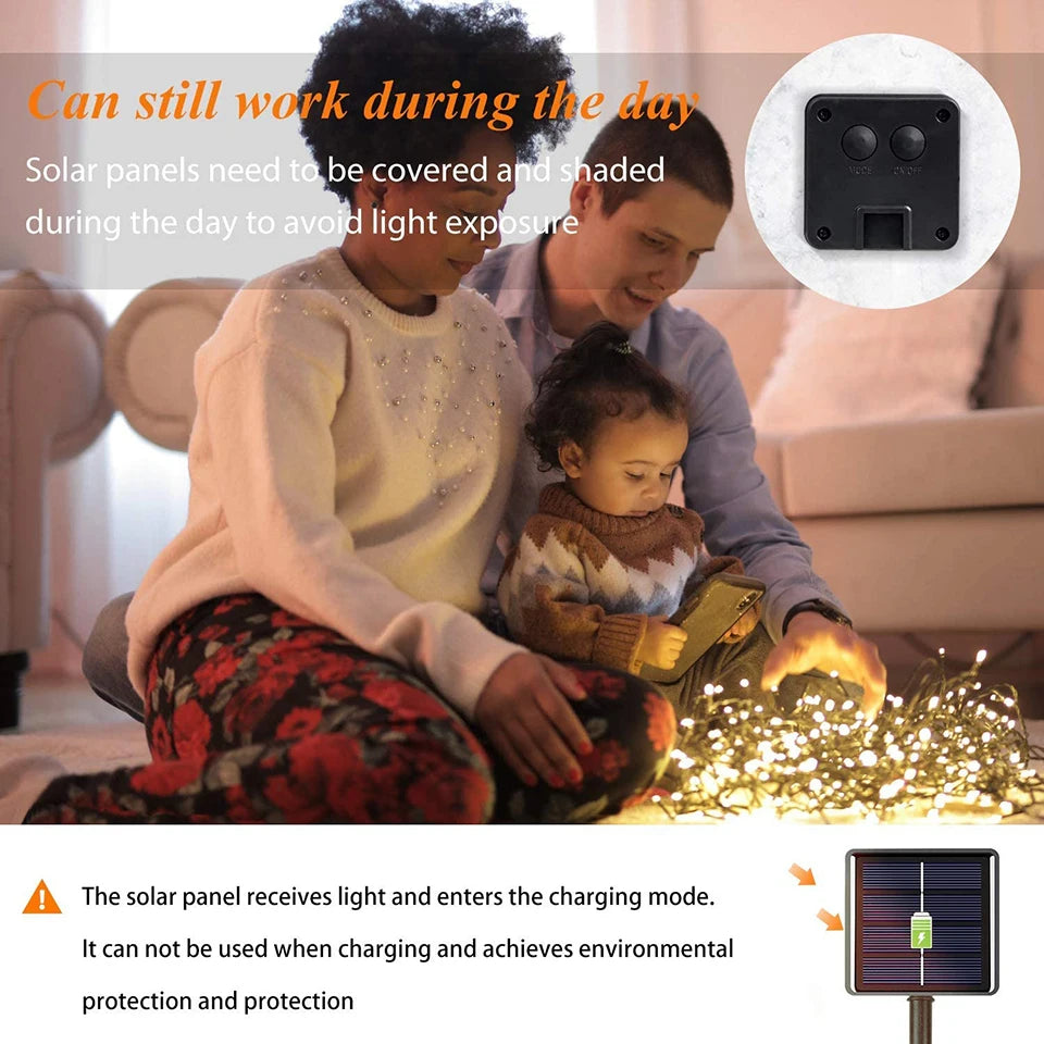 32M Solar String Fairy Lights Christmas Lights Outdoor Waterproof Garland Solar Power Lamp Christmas For Garden Decoration