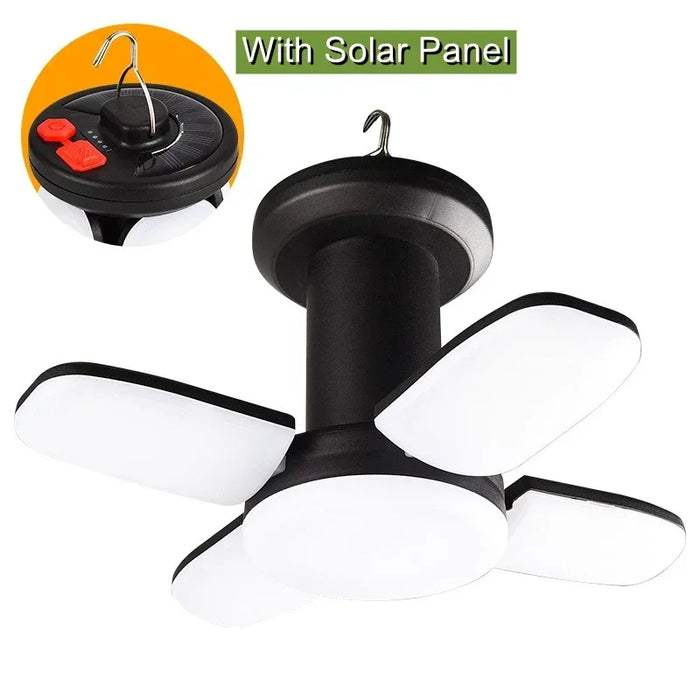 Solar LED Camping Lantern Tent Lamp With Hook Portable Outdoor Football Folding Light Emergency Hurricane Camp Lamp