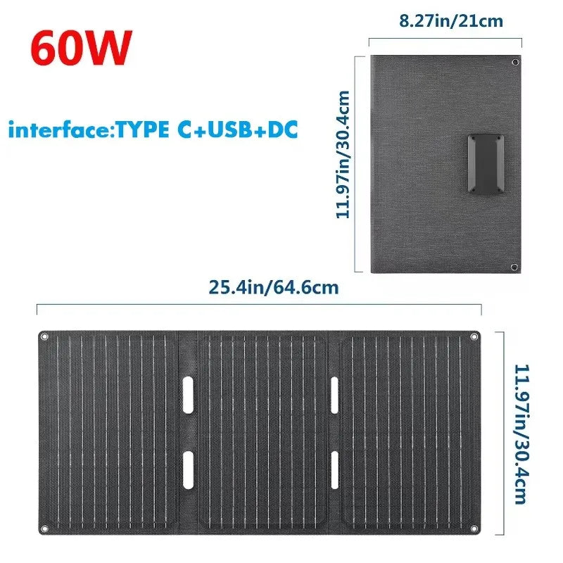 Folding Solar Panel 80W IP65 Waterproof Foldable Solar Charger Portable Solar Panel Charger Outdoor Phone Power Bank for Phone