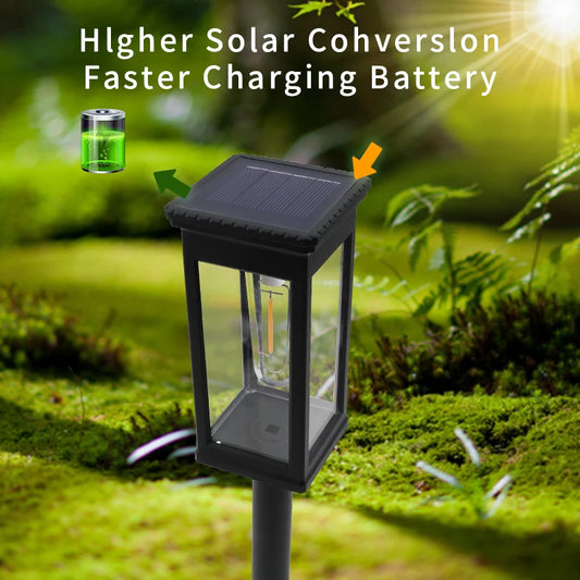 Retro Solar Pathway Warm Lights Outdoor Waterproof Solar Powered Garden for Walkway Yard Backyard Landscape Lighting Decorative