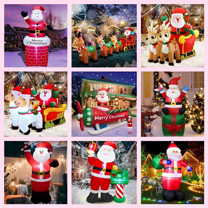 Christmas Solar Term Model Balloon,Glow Inflatable Sitting Santa Claus Snowman,Courtyard Door Shopping Mall Decoration Props