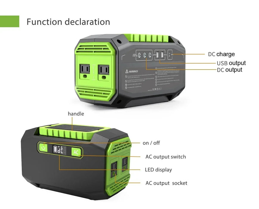 Camping Portable Power Station 1000W 500W 300W 3000W Off Grid Portable Solar Generator Home Emergency Backup Power house