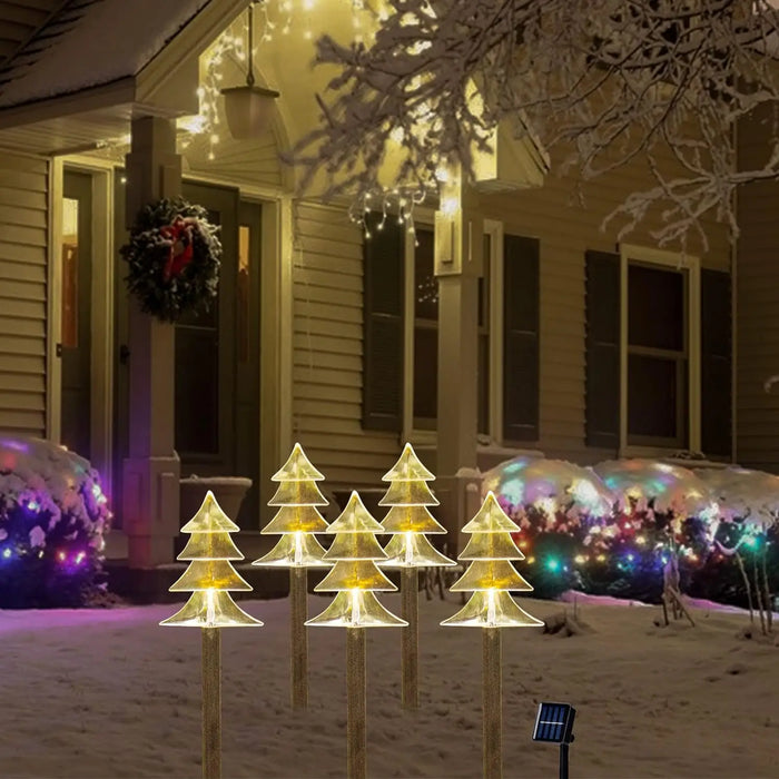 Solar Christmas Pathway Lights 5 Pack Solar Christmas Decor Star LED Lights Outdoor Waterproof Stake Lights Garden Walkway 731
