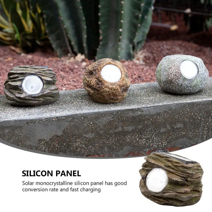 Solar Lights Stone Lamp Landscaping Outdoor Garden Waterproof Decorative Lighting Brown Patio