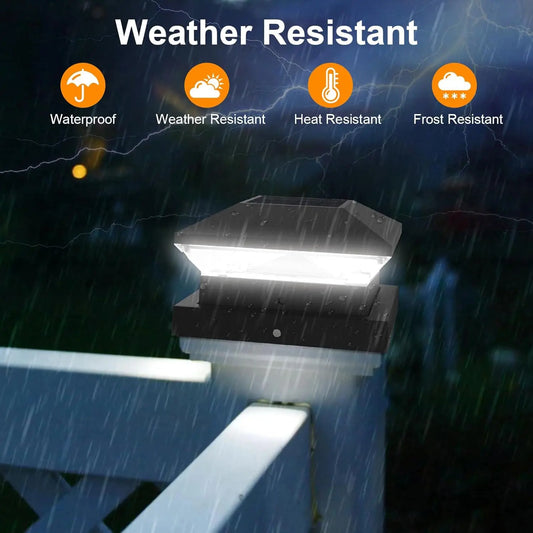 Solar Post Lamp 3000K 6000K Outdoor Garden Fence Pillar Head Light For Villa Gate Landscape Warm/Cold White IP65 Column Lamp