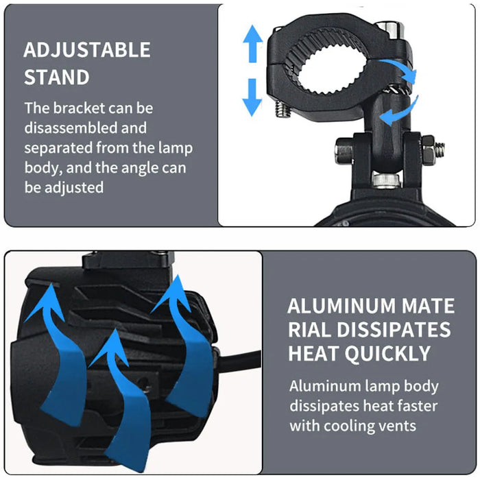 Pair 100W Motorcycle Headlight Fog Lights Led Auxiliary Driving Light Spotlight Headlamp Dual Color Flasher Farol Moto Fog Lamp.