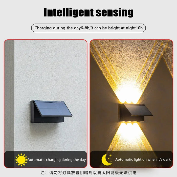 Solar Wall Light IP65 Waterproof Warm White Solar Outdoor Lights for Patio Deck Porch Barn Garage Garden Decoration