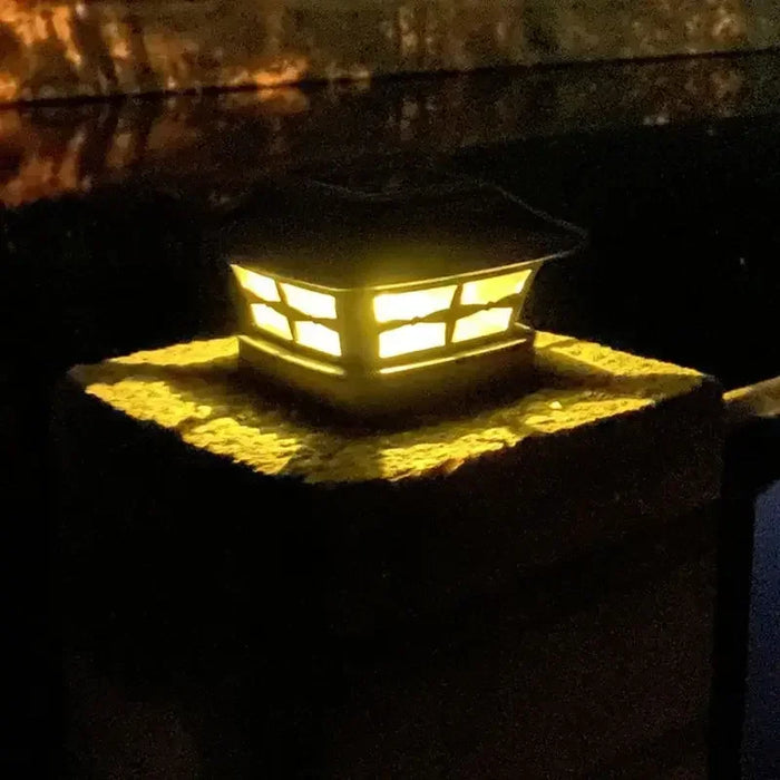 Solar Outdoor Post Cap Lights - 10x10- Bright LED Light for Fence Deck Garden or Patio Posts, White & Warm Light, 3-Gear Modes