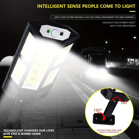 1pc Solar Street Lights,43LED Solar Wall Light Outdoor,Remote Control Solar Flood Light,Motion Sensor,For Yard,Garden Lamp