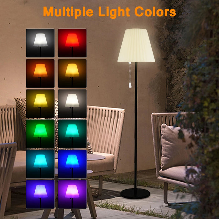 Solar Powered USB Charging Outdoor Floor Lamp for Patio Waterproof Rechargeable Cordless Solar Floor Lamp with Light Sensor