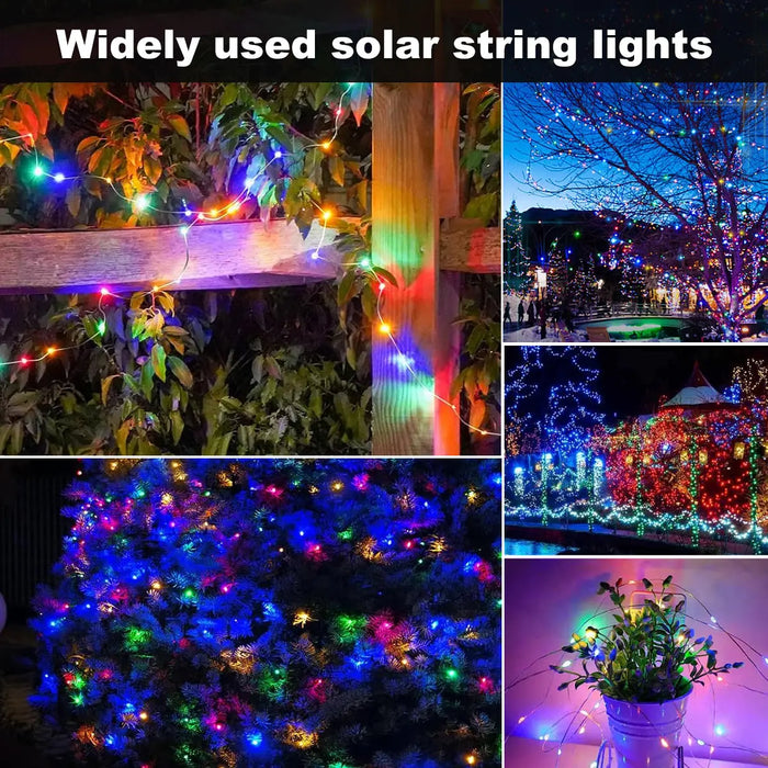 Solar String Lights Outdoor Waterproof  Fairy Lights Twinkle Silver Wire Light 8 Modes for Garden Xmas Party Wedding Decor